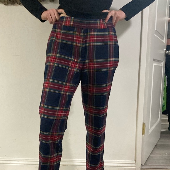 Talbots plaid pants red and black check casual slacks - Picture 2 of 10